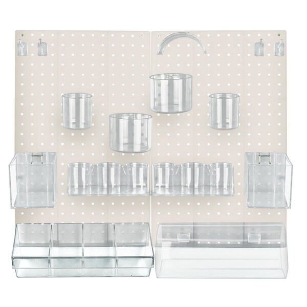 24-Piece White Pegboard Organizer Kit with 2 Panels and Accessory